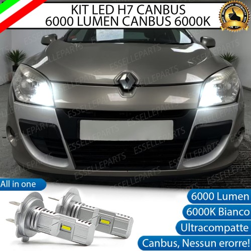 Kit Full LED H7 6000 Lumen 6000K bianco Abbaglianti Renault Megane 3 fari a parabola