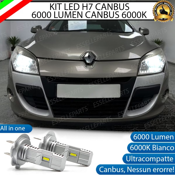 Kit Full LED H7 6000 Lumen 6000K Anabbaglianti Renault Megane 3 con fari a parabola