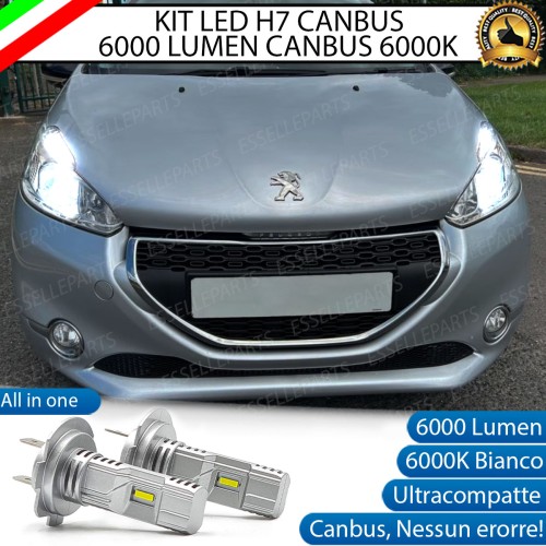 Kit Full LED H7 6000 Lumen 6000K bianco Anabbaglianti Peugeot 208 con fari a parabola
