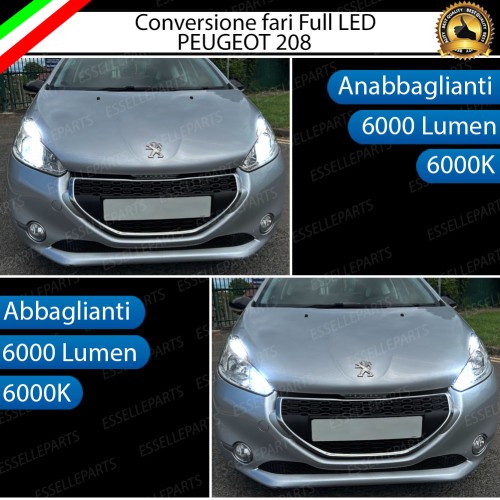 Conversione Fari Full LED 6000K bianco per Peugeot 208 con fari a parabola