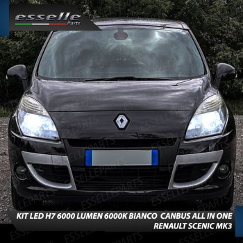 Kit Full LED H7 6000 Lumen 6000K Anabbaglianti RENAULT SCENIC 3 con fari a parabola