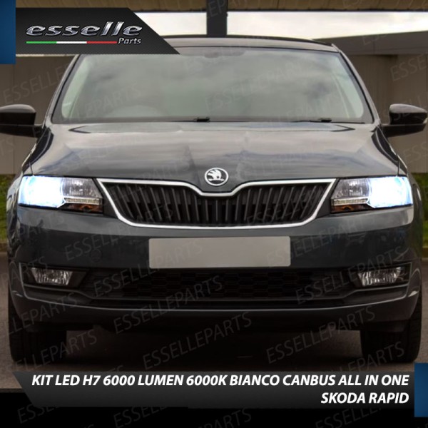 Kit Full LED coppia H7 6000 LUMEN Anabbaglianti Specifici per Skoda Rapid