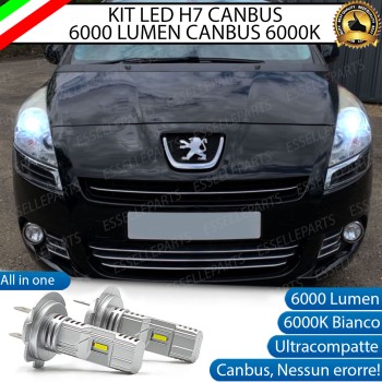 Kit Full LED H7 6000 Lumen 6000K bianco Anabbaglianti Peugeot 5008 Restyling