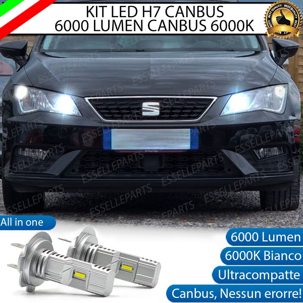 Kit Full LED H7 6000 Lumen 6000K bianco Abbaglianti Specifici per Seat Leon 3 5F
