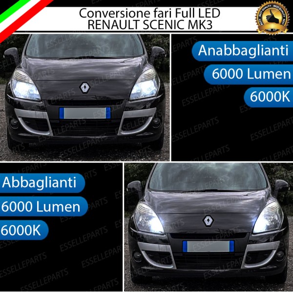 Conversione Fari Full LED 6000K bianco per Renault Scenic Xmod con fari a parabola