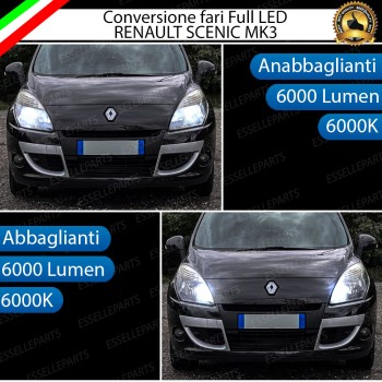 Conversione Fari Full LED 6000K bianco per Renault Scenic Xmod con fari a parabola Conversione Fari Full LED 6000K bianco per Renault Scenic Xmod con fari a parabola