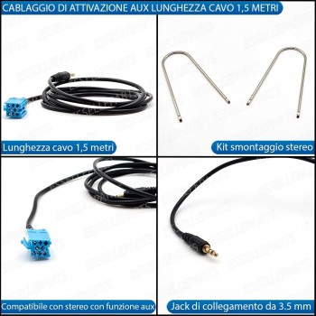 Cavo Aux + Bluetooth + Kit Smontaggio Stereo per Alfa Romeo 147 Restyling Retrofit MP3 Cavo Aux + Bluetooth + Kit Smontaggio Stereo per Alfa Romeo 147 Restyling Retrofit MP3