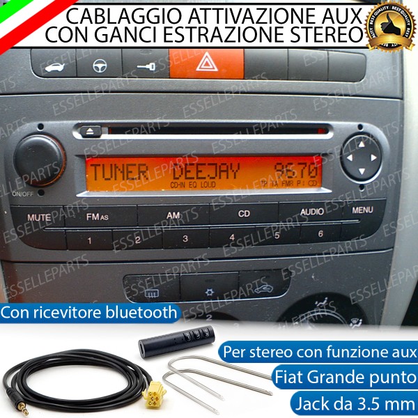 Cavo Aux + Bluetooth + Kit Smontaggio Stereo per Fiat Grande Punto Retrofit MP3