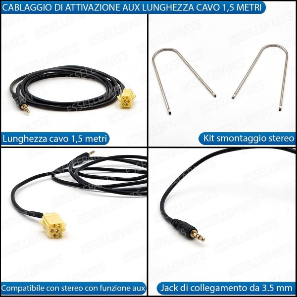 Cavo Attivazione Aux retrofit + Bluetooth Stereo per Fiat Punto Evo SENZA STEREO DELPHI
