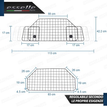 SOLO PER MODELLI STATION WAGON Griglia Divisoria Modulabile Bagagliaio Auto per Cani