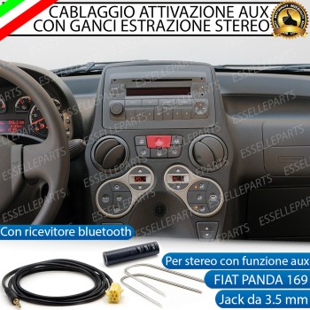 Cavo Aux + Bluetooth + Kit Smontaggio Stereo per Fiat Panda II 169 Cross Retrofit MP3