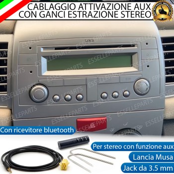 Cavo Aux + Bluetooth + Kit Smontaggio Stereo per Lancia Musa Fino al 2007 Retrofit MP3