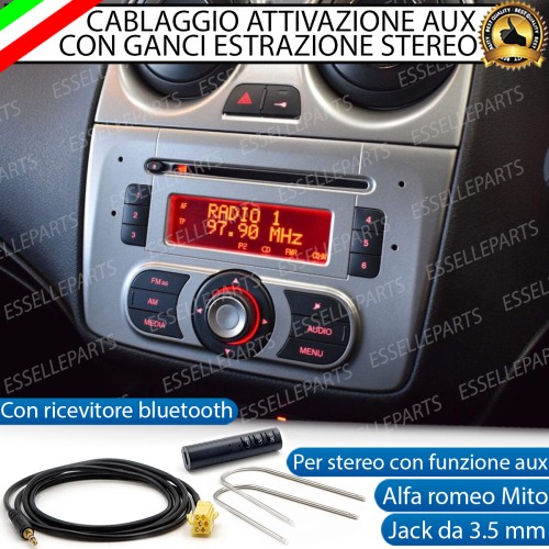 Cavo Aux + Bluetooth + Kit Smontaggio Stereo per Alfa Romeo Mito Retrofit MP3