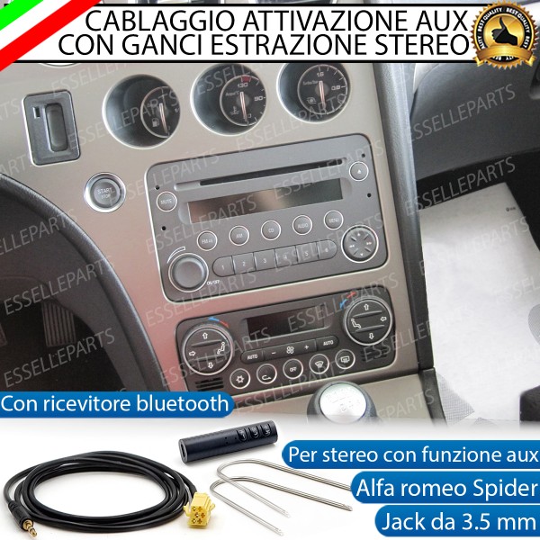 Cavo Aux + Bluetooth + Kit Smontaggio Stereo per Alfa Romeo Spider Retrofit MP3