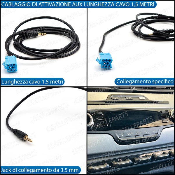 Cavo Aux Stereo Specifico per Alfa Romeo Giulietta Fino al 2013 Retrofit MP3