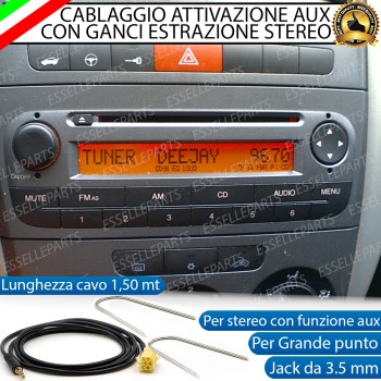 Cavo Aux + Kit Smontaggio Stereo Specifico per Fiat Grande Punto Retrofit MP3