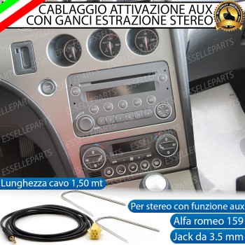 Cavo Aux + Kit Smontaggio Stereo Specifico per Alfa Romeo 159 Retrofit MP3