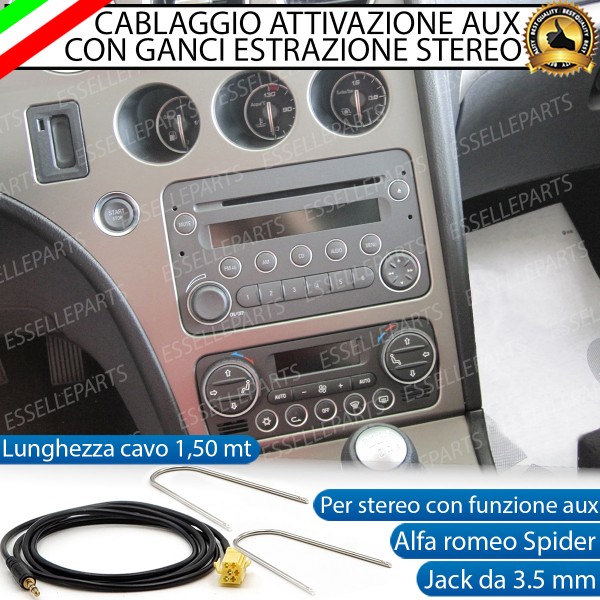Cavo Aux + Kit Smontaggio Stereo Specifico per Alfa Romeo Spider Retrofit MP3