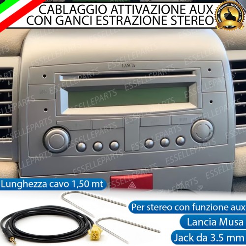 Cavo Aux + Kit Smontaggio Stereo per Lancia Musa Dal 2008 al 2010 Retrofit MP3