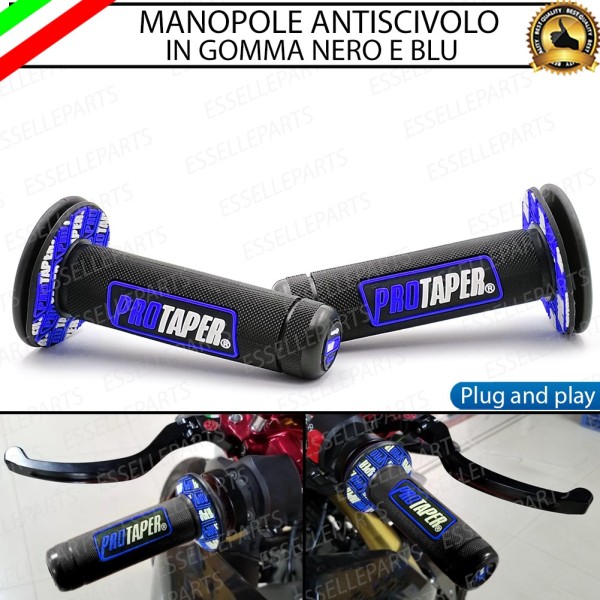 Manopole Antiscivolo - NERO BLU - specifiche per moto, motorini, scooter, quad