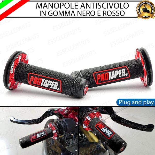 Manopole Antiscivolo - NERO ROSSO - specifiche per moto, motorini, scooter, quad