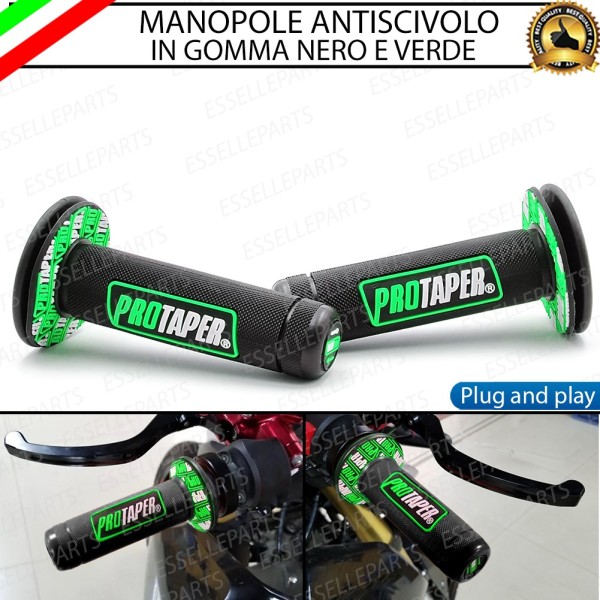 Manopole Antiscivolo - NERO VERDE - specifiche per moto, motorini, scooter, quad