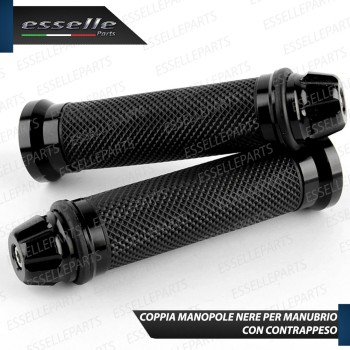 Manopole Antiscivolo - NERO - con Contrappesi per Manubrio moto,motorini, scooter Manopole Antiscivolo - NERO - con Contrappesi per Manubrio moto,motorini, scooter