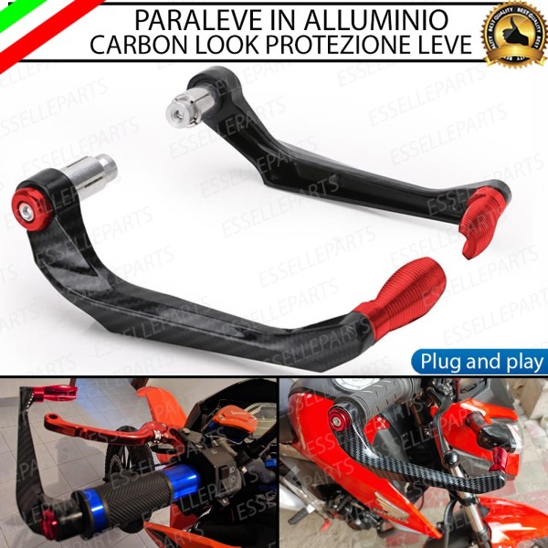 PARALEVE DI PROTEZIONE PER FRENO E FRIZIONE CARBON LOOK - Inserti ROSSO - per moto, motorini, scooter, quad