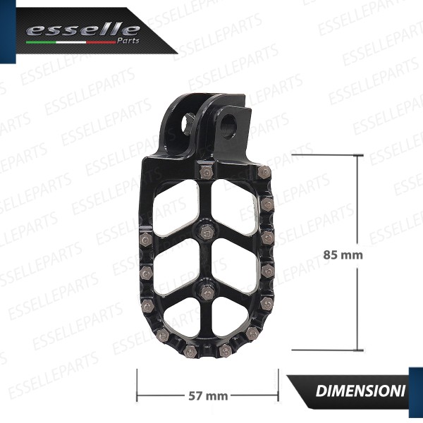 Coppia Di Pedane Poggiapiedi Maggiorate NERE in Ergal con Denti INOX per moto