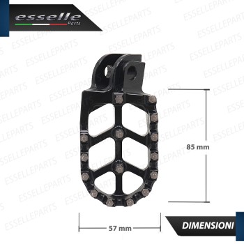 Coppia Di Pedane Poggiapiedi Maggiorate NERE in Ergal con Denti INOX per moto