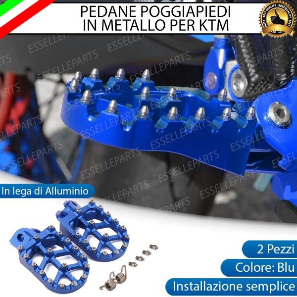 Coppia Di Pedane Poggiapiedi Maggiorate BLU in Ergal con Denti INOX per moto