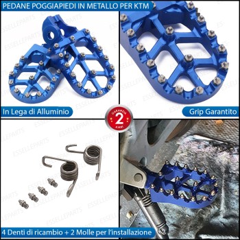 Coppia Di Pedane Poggiapiedi Maggiorate BLU in Ergal con Denti INOX per moto Coppia Di Pedane Poggiapiedi Maggiorate BLU in Ergal con Denti INOX per moto