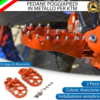 Coppia Di Pedane Poggiapiedi Maggiorate ARANCIONE in Ergal con Denti INOX per moto Coppia Di Pedane Poggiapiedi Maggiorate ARANCIONE in Ergal con Denti INOX per moto