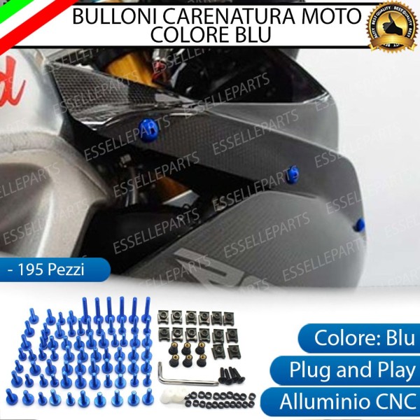 Set 195 Pezzi Bulloni Carene - BLU LUCIDO - in metallo specifici per MALAGUTI