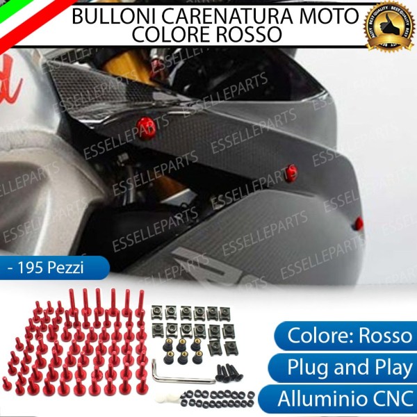 Set 195 Pezzi Bulloni Carene - ROSSO LUCIDO - in metallo specifici per MALAGUTI