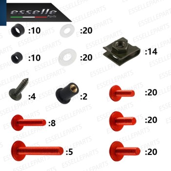 Set 195 Pezzi Bulloni Carene - ROSSO LUCIDO - in metallo specifici per PIAGGIO