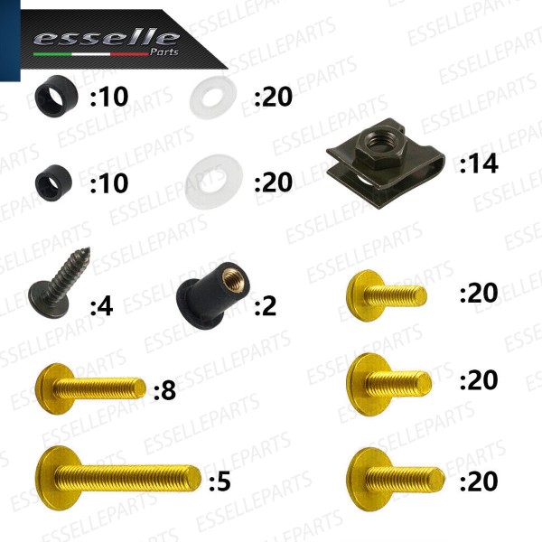 Set 195 Pezzi Bulloni Carene - ORO LUCIDO - in metallo specifici per KYMCO