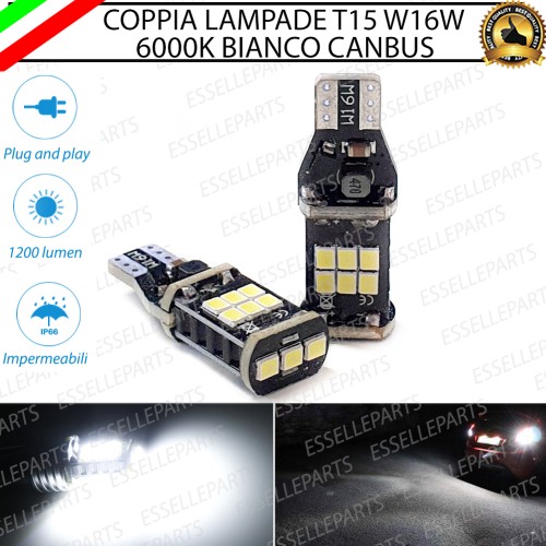 COPPIA LAMPADE T15 15 LED CANBUS 6000K BIANCO GHIACCIO