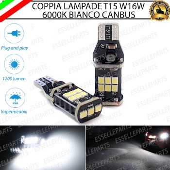 COPPIA LAMPADE T15 15 LED CANBUS 6000K BIANCO GHIACCIO