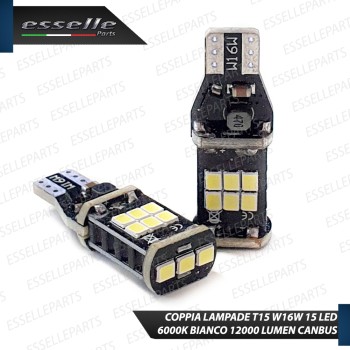 COPPIA LAMPADE T15 15 LED CANBUS 6000K BIANCO GHIACCIO