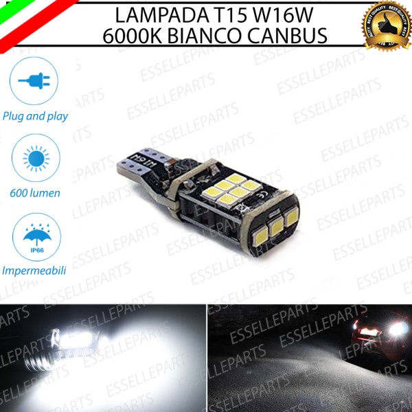 LAMPADA SINGOLA T15 15 LED CANBUS 6000K BIANCO GHIACCIO
