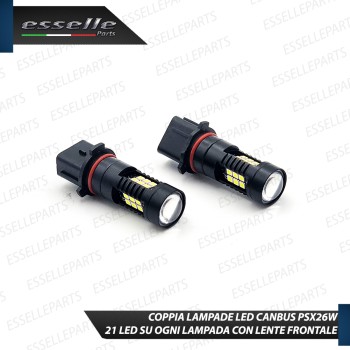 Coppia lampade PSX26W 21 LED Canbus 6000K bianco ghiaccio con lente frontale