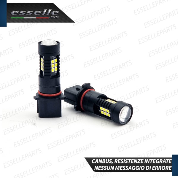 Coppia lampade PSX26W 21 LED Canbus 6000K bianco ghiaccio con lente frontale