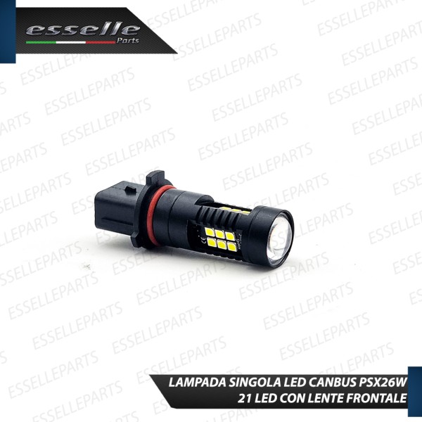 Lampada SINGOLA PSX26W 21 LED Canbus 6000K bianco ghiaccio con lente frontale