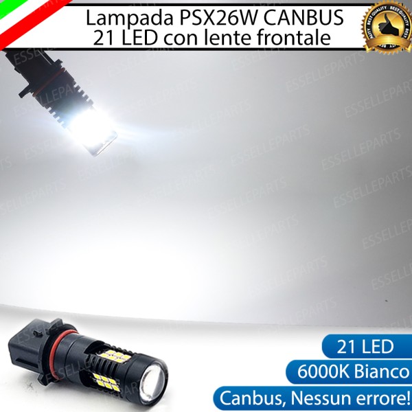 Lampada SINGOLA PSX26W 21 LED Canbus 6000K bianco ghiaccio con lente frontale