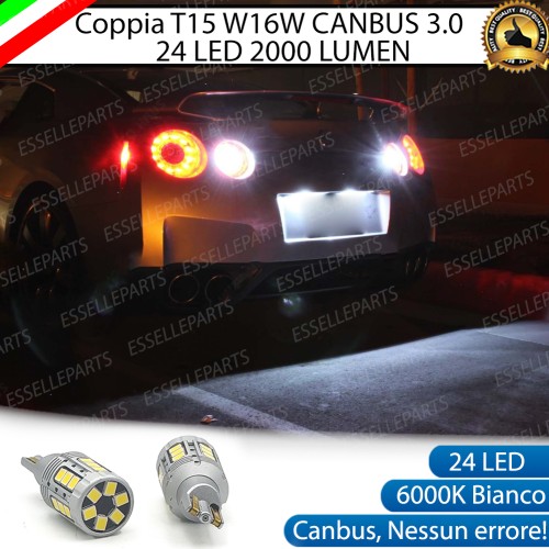 Coppia lampade T15 W16W 24 Led Canbus 3.0 6000K Bianco ghiaccio 2000 Lumen