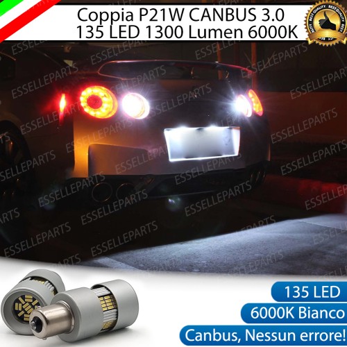 Coppia Lampade P21W 135 LED Canbus 3.0 1300 Lumen 6000K Bianco Ghiaccio
