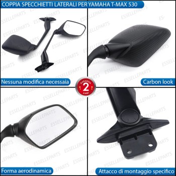Coppia Specchietti Retrovisori Carbon Look per Yamaha T-MAX 530