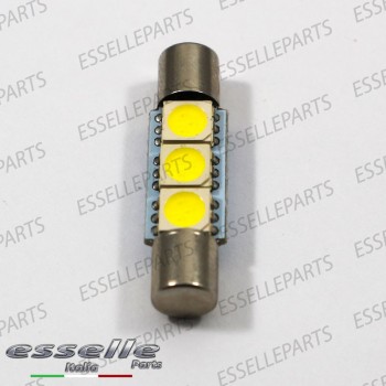 Coppia Lampade LED Siluro da 3 LED Canbus 28 mm 6000K bianco ghiaccio
