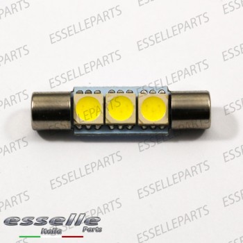 Coppia Lampade LED Siluro da 3 LED Canbus 28 mm 6000K bianco ghiaccio